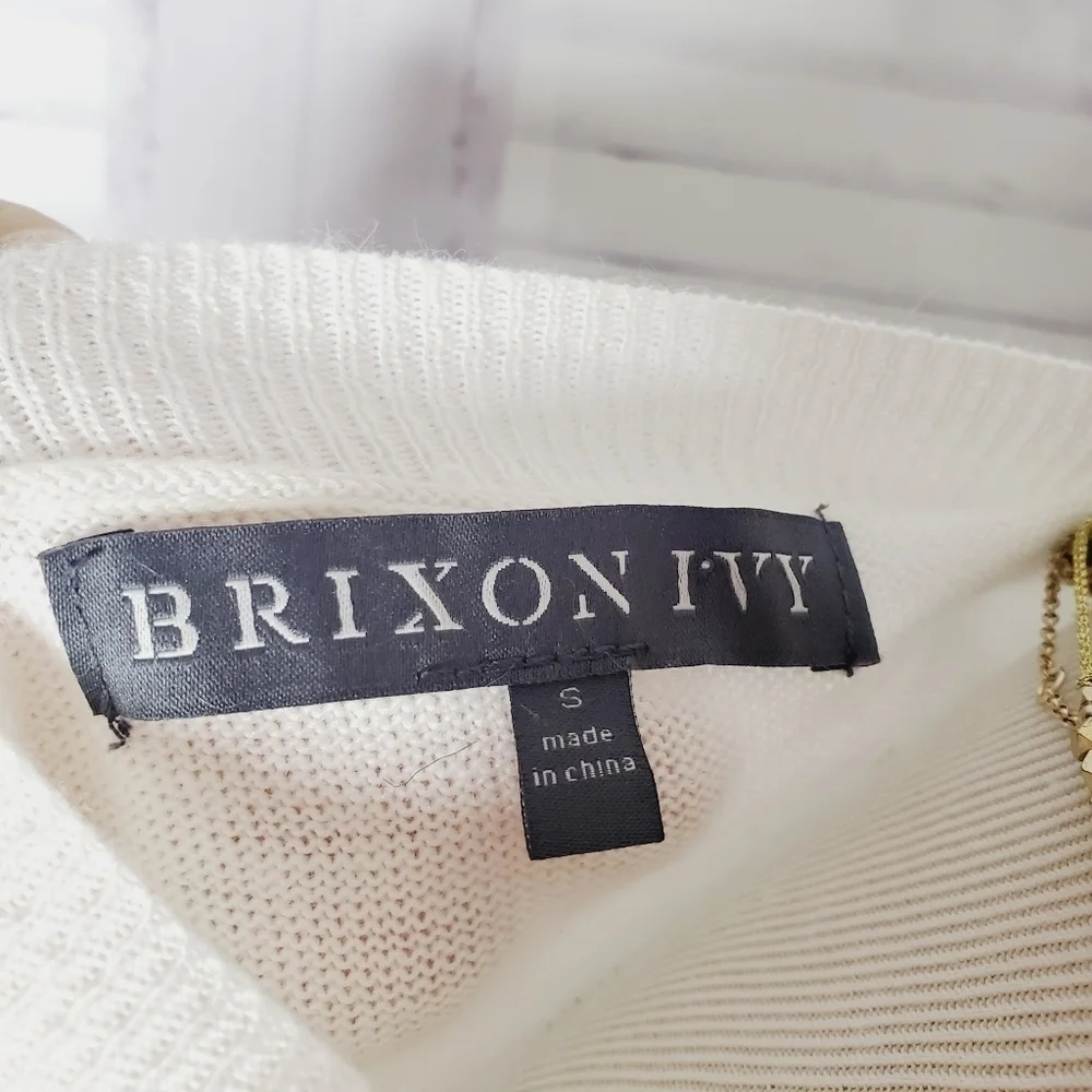 BRIXON IVY‎ SIZE S IVORY WHITE SWEATER SEQUINS TOP #0011 - Picture 11 of 11